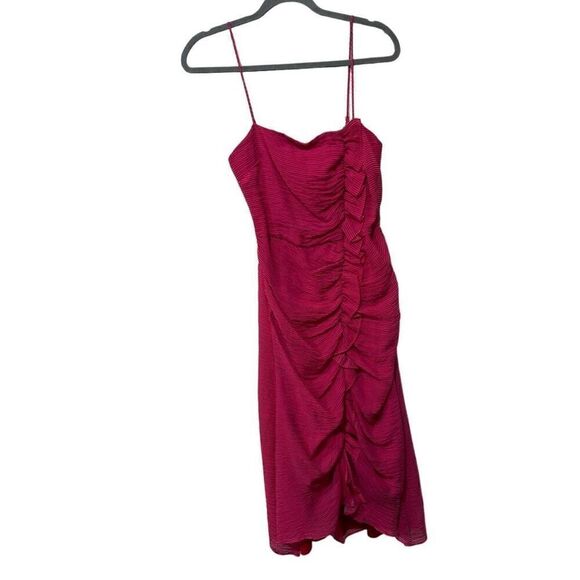 Keepsake the Label Ruched Ruffled Red White Striped Cami Midi Dress Size S - Picture 1 of 14